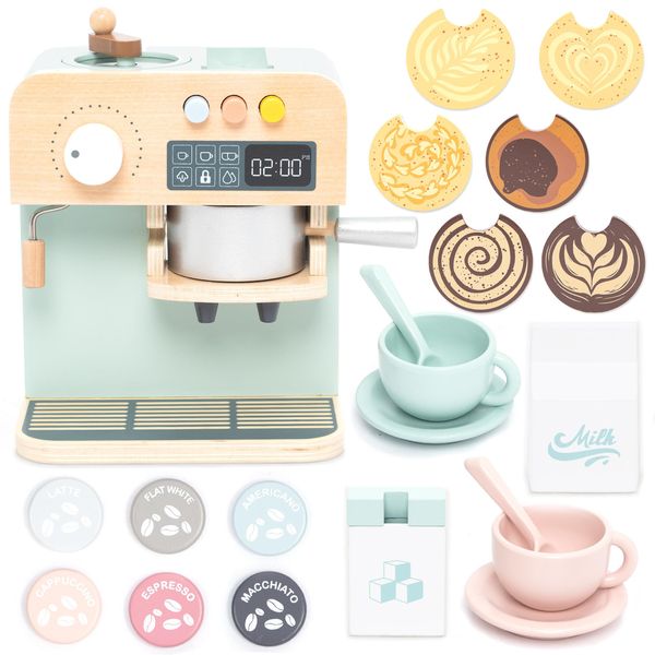 Umu® Macchina Da Caffè Con Accessori Playset 21 Pezzi - Macchina Da Caffè Per Bambini Di 3, 4, 5 Anni-image