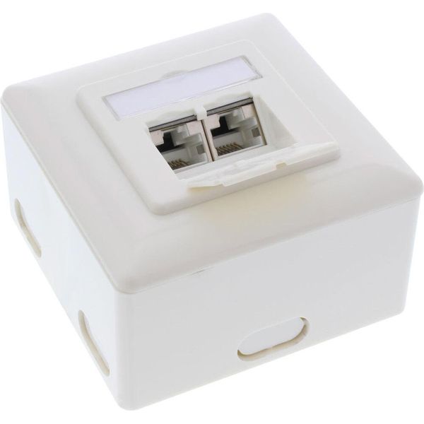 Inline® Scatola Prese Cat.6A, 2X RJ45 F, Esterno O Ad Incasso, Orizzont., Bianca-image