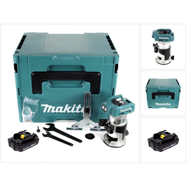 Makita Drt 50 Y1J Fresatrice Multifunzione A Batteria 18 V Brushless + 1X Batteria 1,5 Ah + Makpac - Senza Caricabatteria-image
