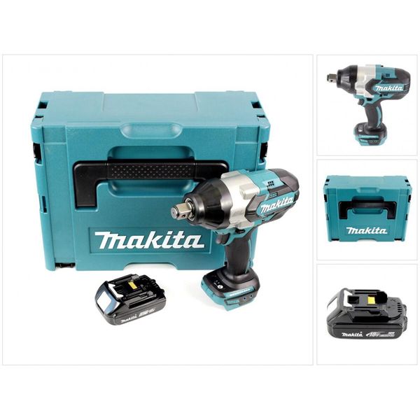 Makita Dtw 1001 Y1J 18V Trapano Avvitatore Ad Impulsi A Batteria In Makpac + 1X Batteria 1,5 Ah-image
