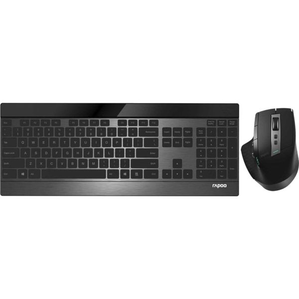 Rapoo 9900M - Set Tastiera E Mouse - Senza Fili - 2,4 Ghz, Bluetooth 4.0, Bluetooth 3.0 - Olandese - Nero-image