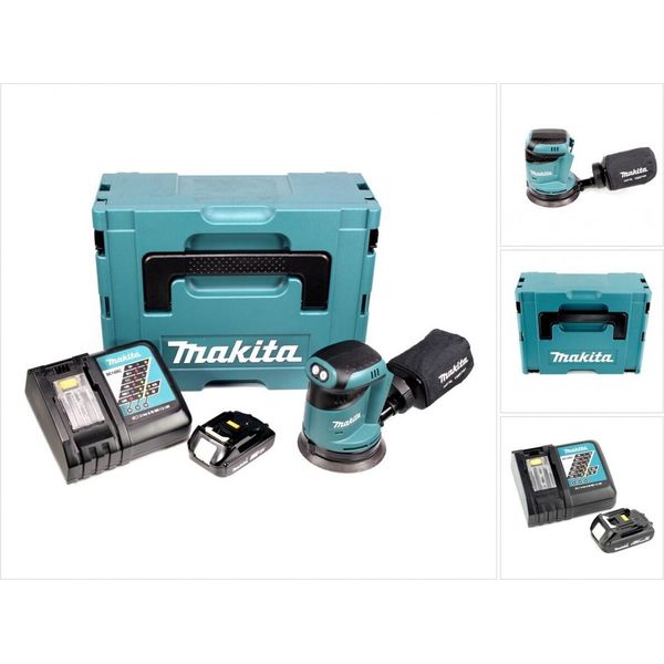 Makita Dbo 180 Y1J-D Levigatrice Orbitale A Batteria 18V + 1X Batteria 1,5Ah + Caricabatterie + Valigetta Makpac-image
