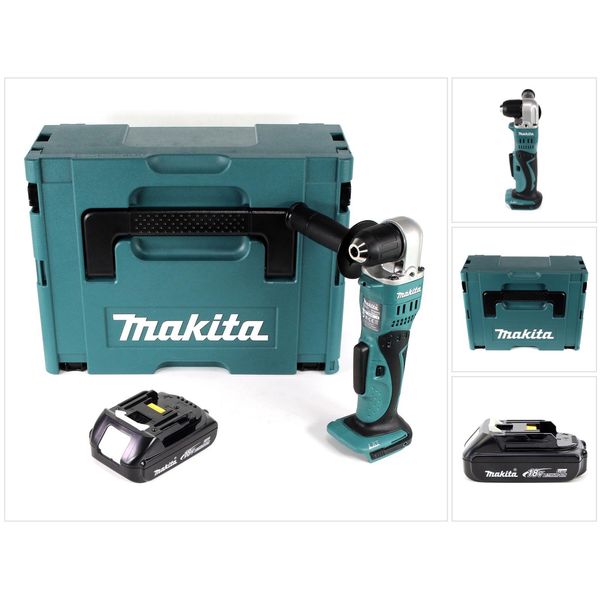 Makita Dda 351 Y1J Trapano Angolare A Batteria 18V 13,5Nm + 1X Batteria 1,5Ah + Makpac - Senza Caricabatterie-image