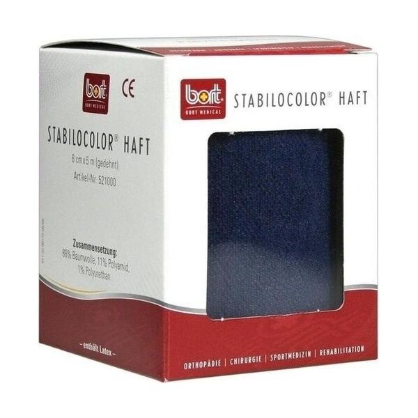 Bort Stabilocolor Benda Adesiva Coesiva Permanentemente Elastica 8 Cm Blu, 1 Pz. Benda-image