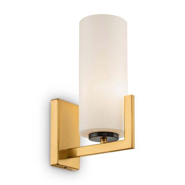 Applique, Metallo Ottone, Diffusore In Vetro Bianco, Attacco E27-image