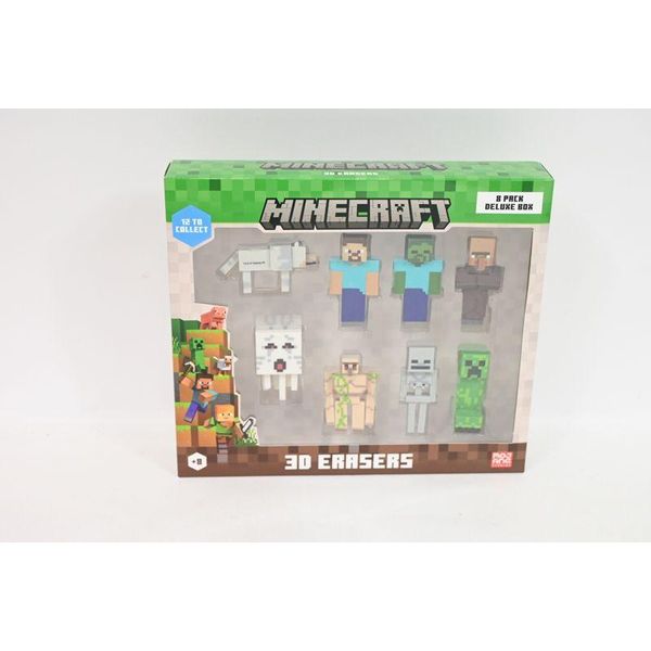 P.M.I Kids World Minecraft 3D Erasers - 8 Pack Deluxe Box Ver.A-image