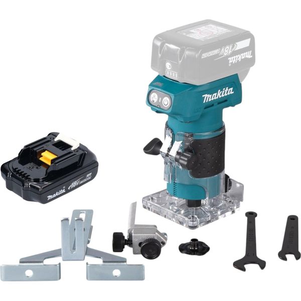 Fresatrice Per Bordi A Batteria Makita Drt 52 Y1 18 V 6 Mm Senza Spazzole + 1X Batteria 1,5 Ah - Senza Caricabatterie-image