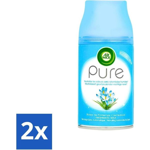 Air Wick Freshmatic – Ricarica Per Deodorante Per Ambienti – Pure Spring Dew – 250 Ml - Confezione Risparmio - 2 Pezzi-image
