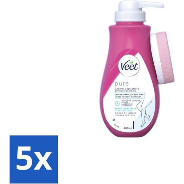 Veet Crema Depilatoria Pure Sensitive Skin 400 Ml - Confezione Risparmio - 5 Pezzi-image