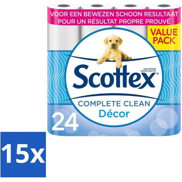 Carta Igienica Scottex - 2 Veli - 24 Rotoli - Confezione Risparmio - 15 Pezzi-image