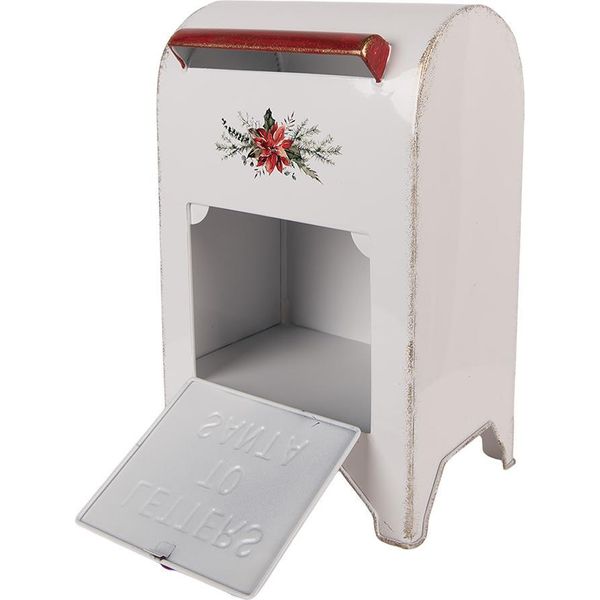 Clayre & Eef Decorazione Natalizia Figura Cassetta Delle Lettere 20X14X30 Cm Metallo Bianco-image