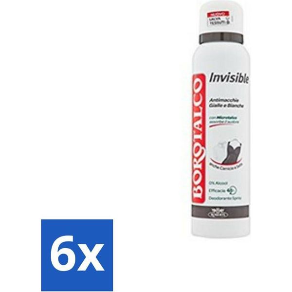 Borotalco – Deodorante Spray – Invisibile – Effetto Barriera Talco – 0% Alcool – 150 Ml - Confezione Risparmio - 6 Pezzi-image