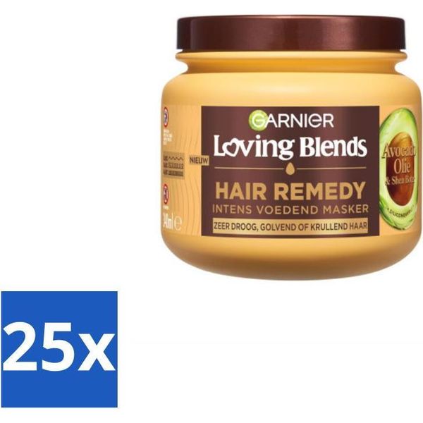 Garnier - Loving Blends - Maschera Per Capelli - Olio Di Avocado E Burro Di Karité - Ultra-Nutriente - Capelli Mossi E Ricci - 340 Ml - Value Pack - 25 Pezzi-image
