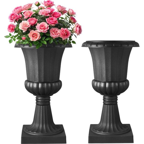 Vevor Fusi Da Fiori In Plastica, 40X67 Cm, Confezione Da 2, Fioriera. Fioriera, Ciotola Per Piante, Vasi Da Fiori Neri, Per Veranda, Matrimonio, Festa, Casa, Palcoscenico, Balcone, Terrazza-image