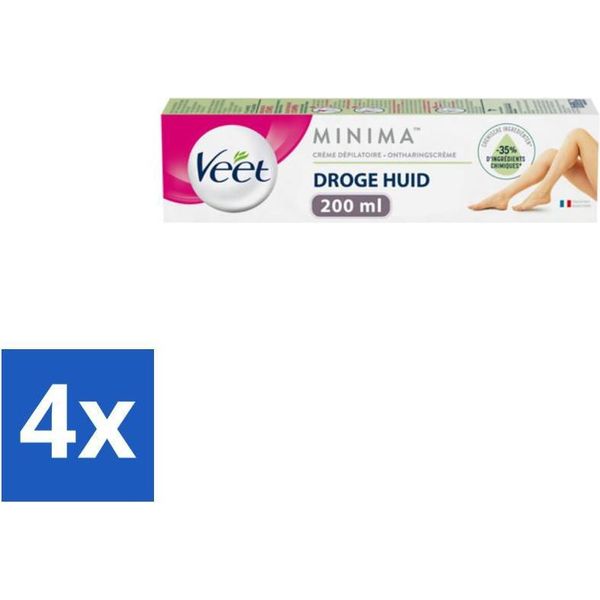 Crema Depilatoria Veet Minima – Pelle Secca – 200 Ml – Confezione Risparmio – 4 Pezzi-image