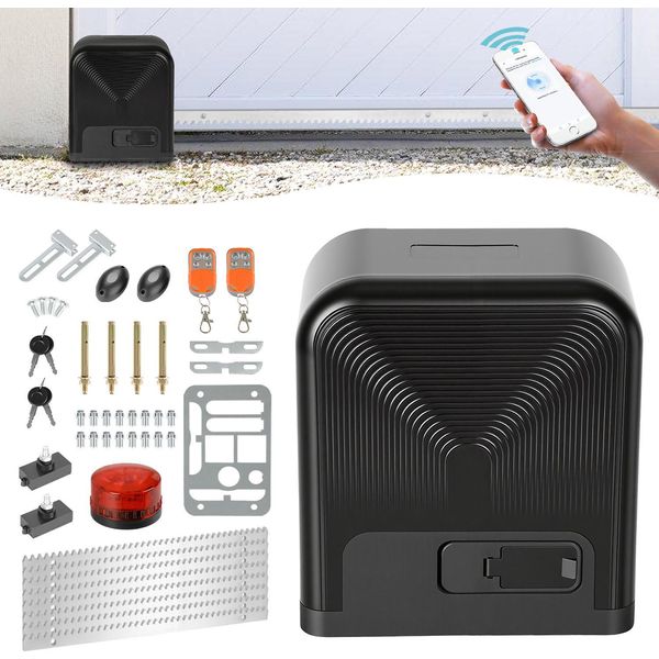 Set Operatore Per Cancelli Scorrevoli Izrielar - Motore 750W, Fino A 1600 Kg, Wifi Con 2 Chiavi E Telecomando, Operatore Per Cancelli Di Cantiere, Operatore Per Cancelli, Cancello Scorrevole, Apricancello, Luce Di Allarme-image