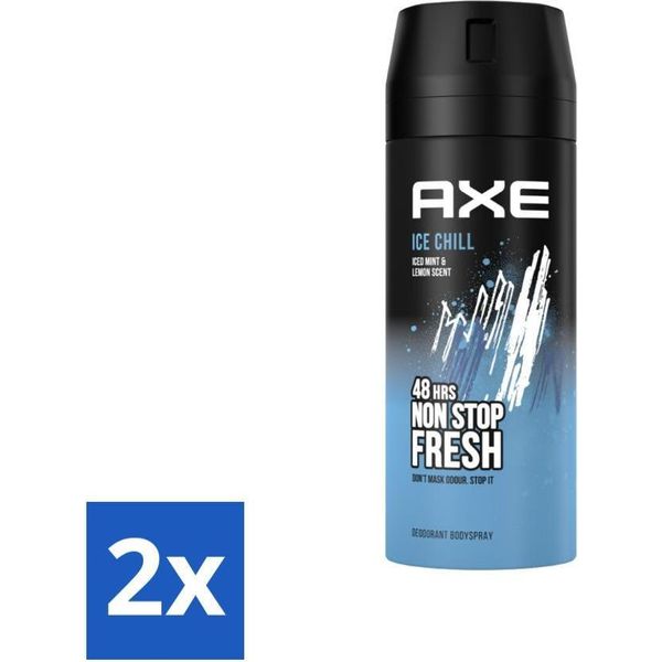 Ax – Deodorante Spray Per Il Corpo – 48 Ore Di Freschezza – Ice Chill – Menta Ghiacciata E Limone – 150 Ml - Confezione Risparmio - 2 Pezzi-image