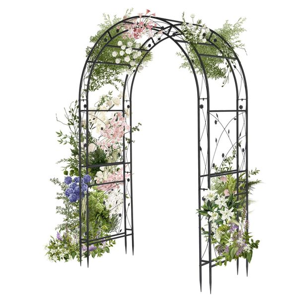 Fch Arco Di Rose In Metallo 134,5X 58,5X213Cm, Arco Da Giardino Per Piante Rampicanti-image
