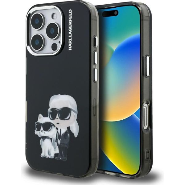 Etui Karl Lagerfeld Iml Aquarelle Karl & Choupette & Logo Do Iphone 16 Pro Max Czarny-image