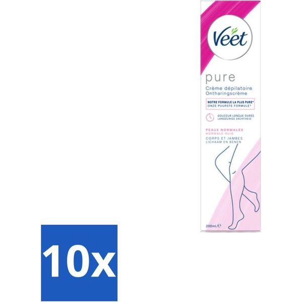 Veet Crema Depilatoria Pure Normal Skin 100 Ml - Confezione Risparmio - 10 Pezzi-image