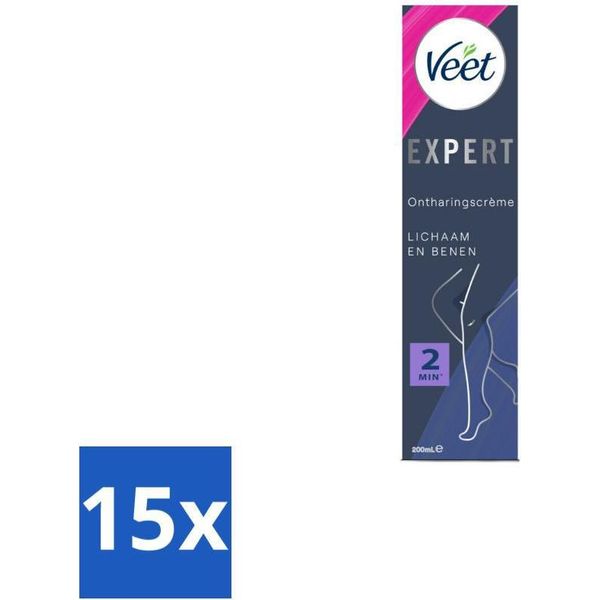 Veet Expert Crema Depilatoria Gambe 200 Ml - Confezione Risparmio - 15 Pezzi-image