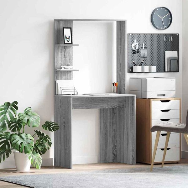 Maison Exclusive - Scrivania Sonoma Grigia 78,5 X 37 X 154,5 Cm Materiale Ligneo-image