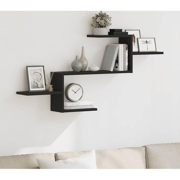 Maison Exclusive - Mensola Da Parete Effetto Rovere Nero 104X15X49 Cm Materiale Ligneo-image