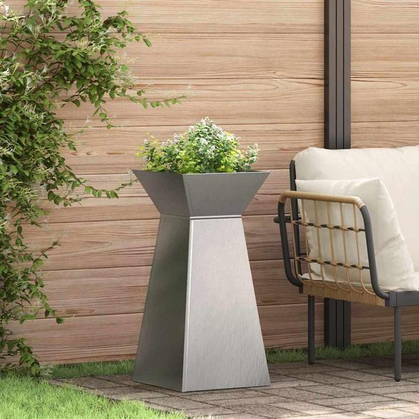 Maison Exclusive - Fioriera A Colonna Argento 35 X 35 X 73 Cm Acciaio Inossidabile-image