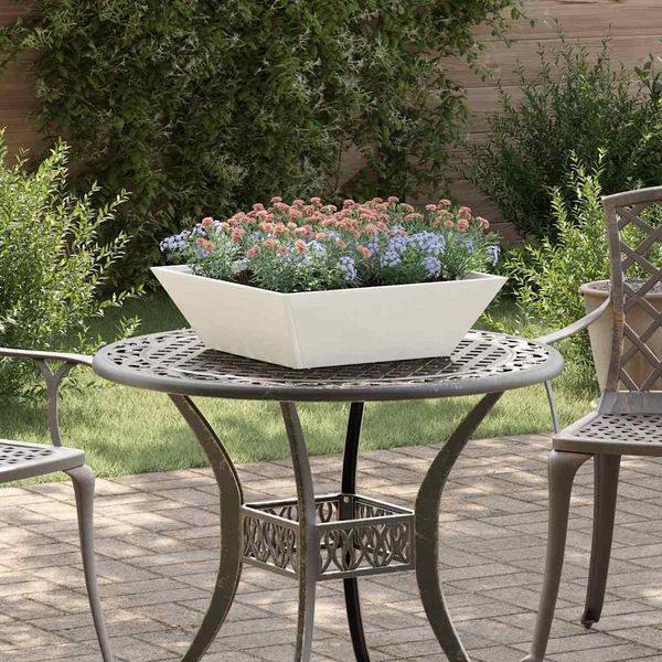 Maison Exclusive - Vaso Da Giardino Bianco 50 X 50 X 15 Cm Acciaio Laminato A Freddo-image