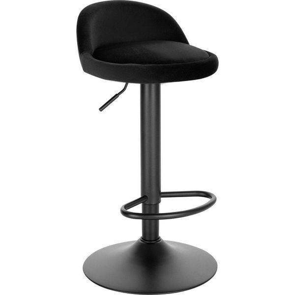 Sgabello Da Bar Benito – Nero – Sgabello Da Bar Industriale Con Schienale – Regolabile In Altezza – Girevole A 360° – Sgabello Da Cucina E Da Bar – Velluto – 1 Pezzo-image