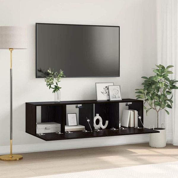 Maison Exclusive - Set Mobile Tv 2 Pezzi Nero 60 X 30 X 30 Cm Materiale Ligneo-image
