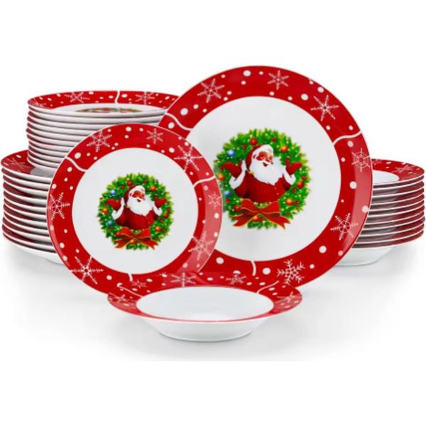 Set Di Piatti Piani Regal – 8 Persone – 36 Pezzi – Ceramica – Rosso – Piatti Piani E Piattini – Servizi Da Tavola-image
