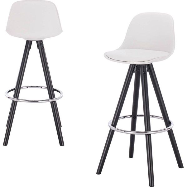 Sgabello Alto Malto – Bianco – Sgabello Da Bar Con Schienale – Pelle Finta – Regolabile In Altezza – Sgabello Da Cucina E Da Bar – 1 Pezzo-image