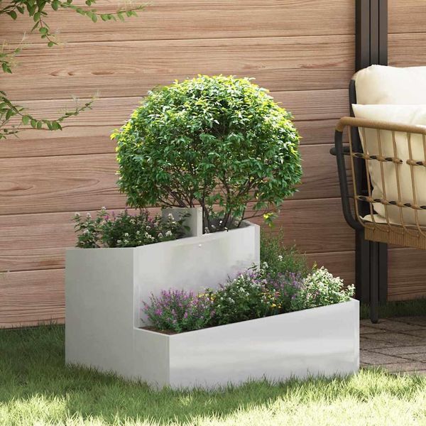 Maison Exclusive - Vaso Da Giardino Argento 60 X 60 X 50 Cm Acciaio Inossidabile-image