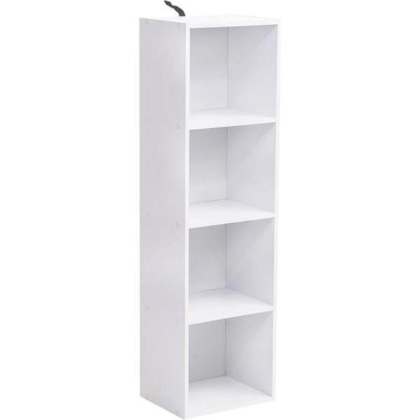 Libreria Happyment Hilda – Bianca – Scaffale A Terra – 4 Ripiani – Scaffale Aperto – Mdf – 30×24×106 Cm-image