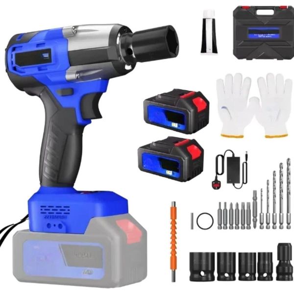 Avvitatore A Impatto A Batteria Tavien Da 1/2 Pollice – Avvitatore A Impatto A Batteria Senza Spazzole Con Coppia Di 450 Nm – Velocità Variabile Fino A 3200 Giri/Min – Incl. 4 Set Di Chiavi A Bussola-image