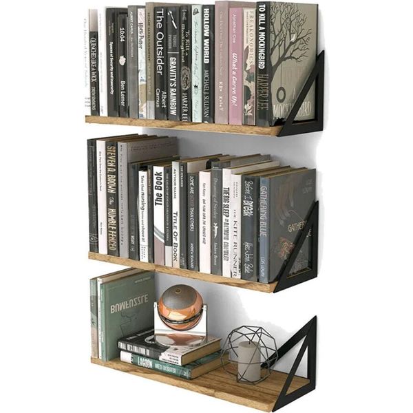 Set Di 3 Mensole Bolt Edge – Marroni – Sospese – Legno – Per Decorazioni Murali-image