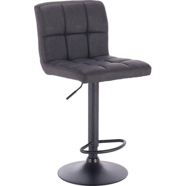 Sgabello Da Bar Happyment Derla – Ergonomico – Antracite – Sgabello Da Bar – Sedia Da Cucina – Sedia Da Bar Con Schienale Alto – Regolabile In Altezza – Pelle Finta – 1 Pezzo-image