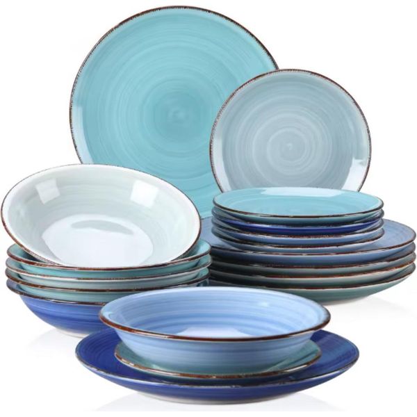 Servizio Di Piatti Castella – 18 Pezzi – 6 Persone – Blu – Piatti Piani, Piatti Fondi E Piatti Da Colazione-image