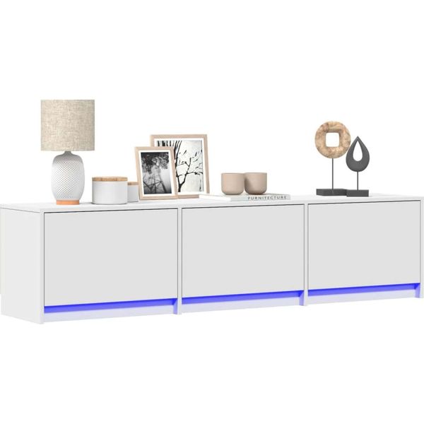 Vidaxl Mobile Tv Con Led Bianco 165 X 34 X 40 Cm Materiale Ligneo-image