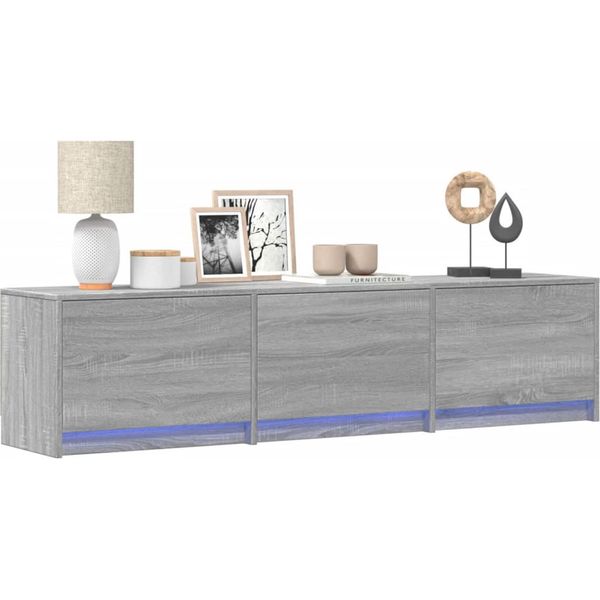 Vidaxl Mobile Tv Con Led Grigio Sonoma 165 X 34 X 40 Cm Materiale Ligneo-image