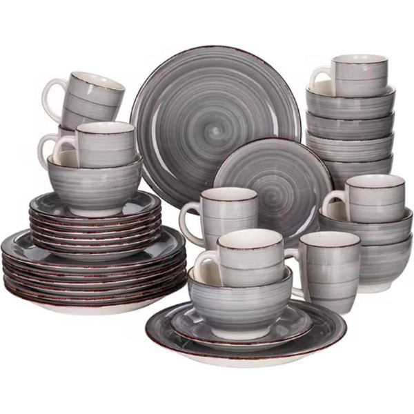 Servizio Di Piatti Morencia – 32 Pezzi – 8 Persone – Blu/Nero – Piatti Piani, Piatti Da Colazione E Piatti Fondi-image