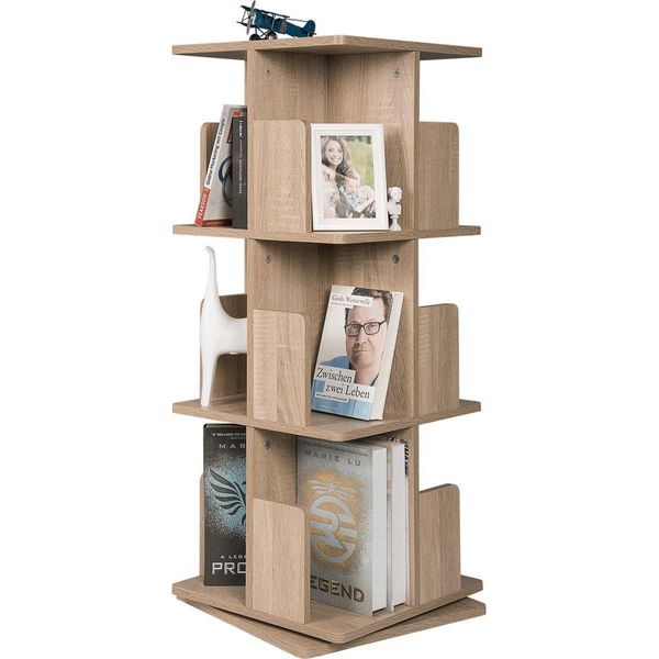 Libreria Girevole Bolt Edge – Moderna – Rovere – Legno – 3 Ripiani – 39X39X97 Cm-image