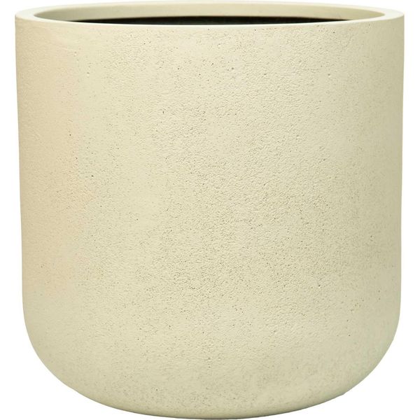 Vivanno Vaso Da Fiori In Fibra Di Vetro Chico Rotondo, Color Crema Vesuvio Opaco - 40X40 Cm-image