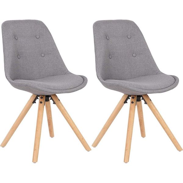 Sedia Per Ospiti Happyment Nuni – Grigio – Sedie Da Pranzo – Rivestimento In Tessuto – Gambe In Legno – Set Da 2 – Altezza Seduta 46 Cm – Deluxe-image