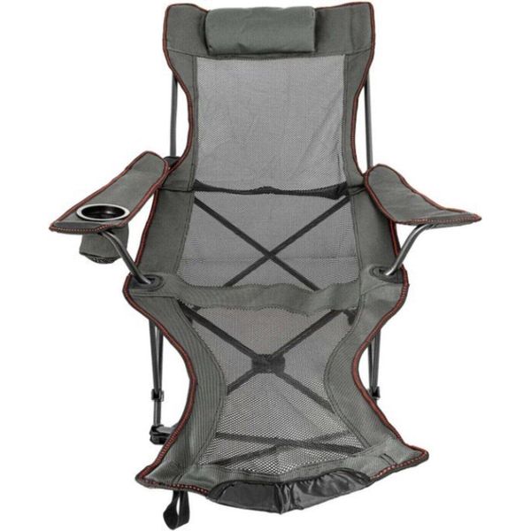 Sedia Pieghevole Regolabile – Sedia Da Campeggio – Outdoor – Con Schienale In Rete – Grigio-image