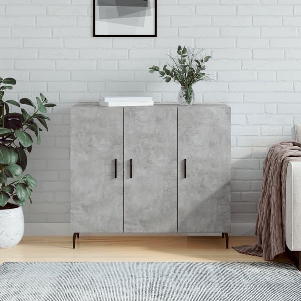 The Living Store Credenza Cemento Grigio 90X34X80 Cm Materiale Legno-image