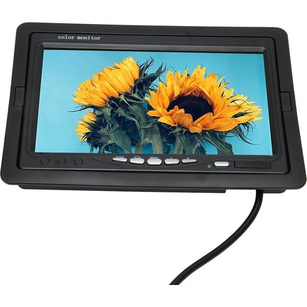 Monitor Per Telecamera Posteriore Con Supporto Per Schermo Rotante, 2 Ingressi Av, Monitor Lcd Tft A Colori Da 7 Pollici Per Telecamera Di Sorveglianza Dvd Per Auto-image