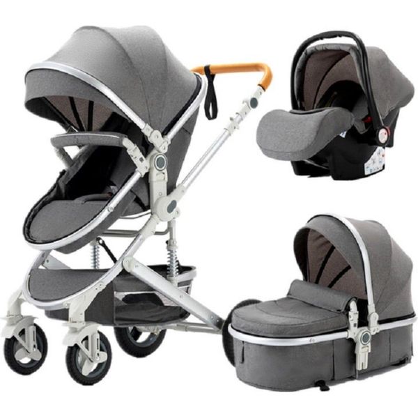 Passeggino Happyment 3 In 1 – Buggy, Passeggino Da Escursione E Passeggino Da Viaggio – Grigio – Pieghevole-image