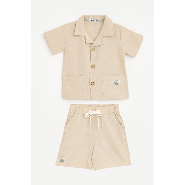 Bonito | Set Per Bambino - Camicia A Maniche Corte + Pantaloncini - Taglia 122 - Leggero - Traspirante - Comodo-image